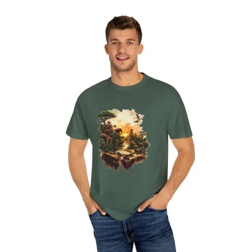 Adventure-Inspired Unisex Garment-Dyed T-Shirt with Nature Scene - Image 19