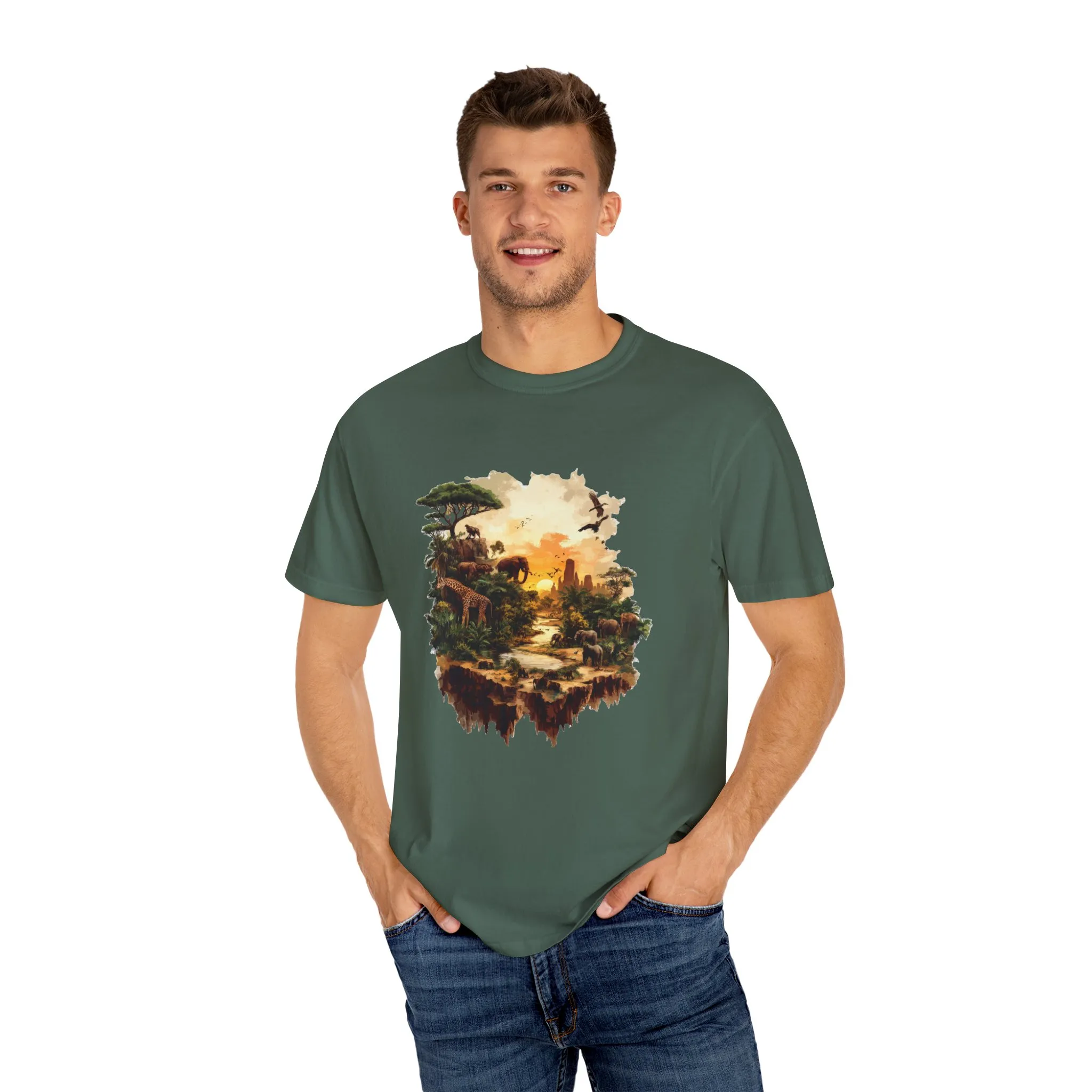 Adventure-Inspired Unisex Garment-Dyed T-Shirt with Nature Scene - Image 19