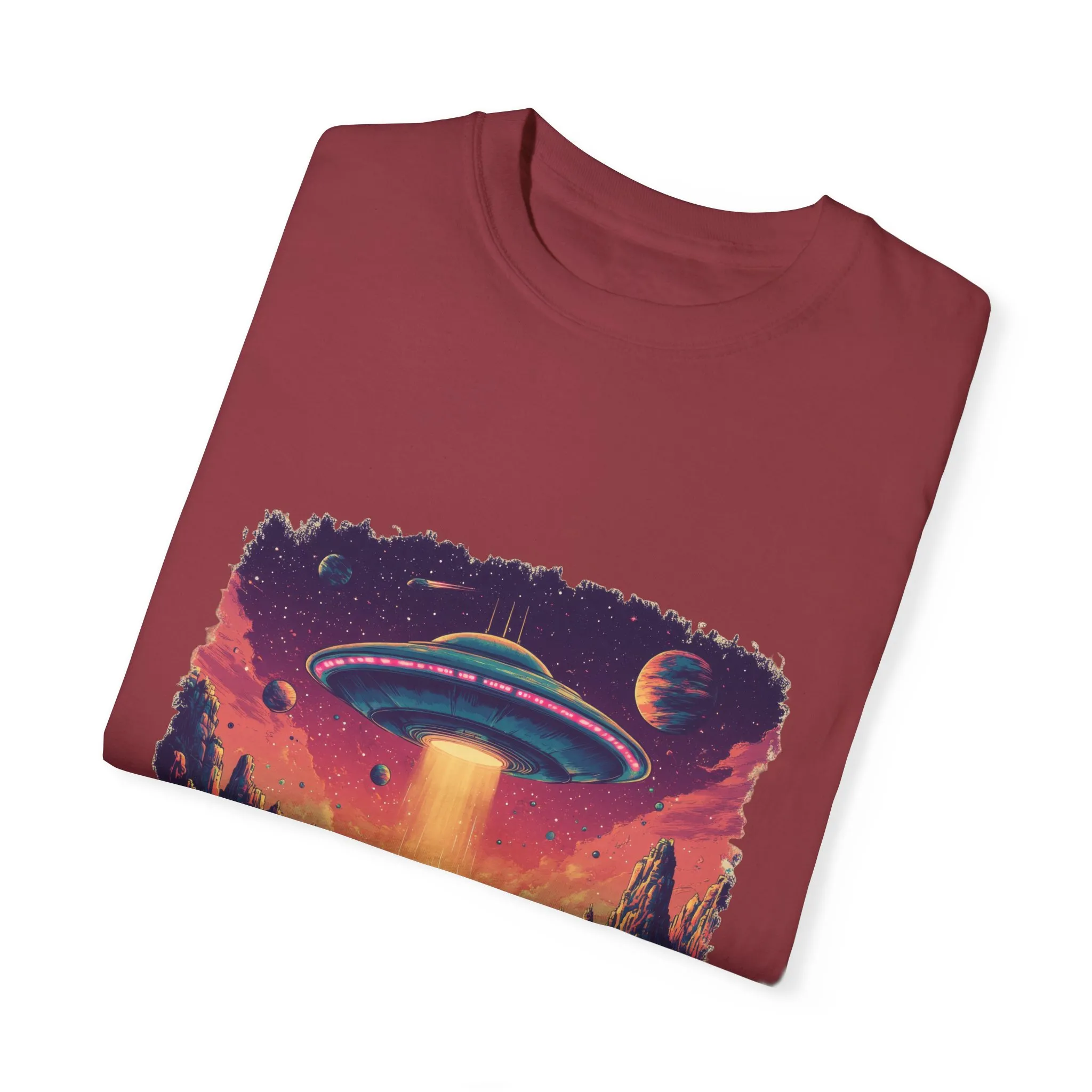 Galactic Adventure Unisex T-Shirt - UFO and Cosmic Landscape Design - Image 34