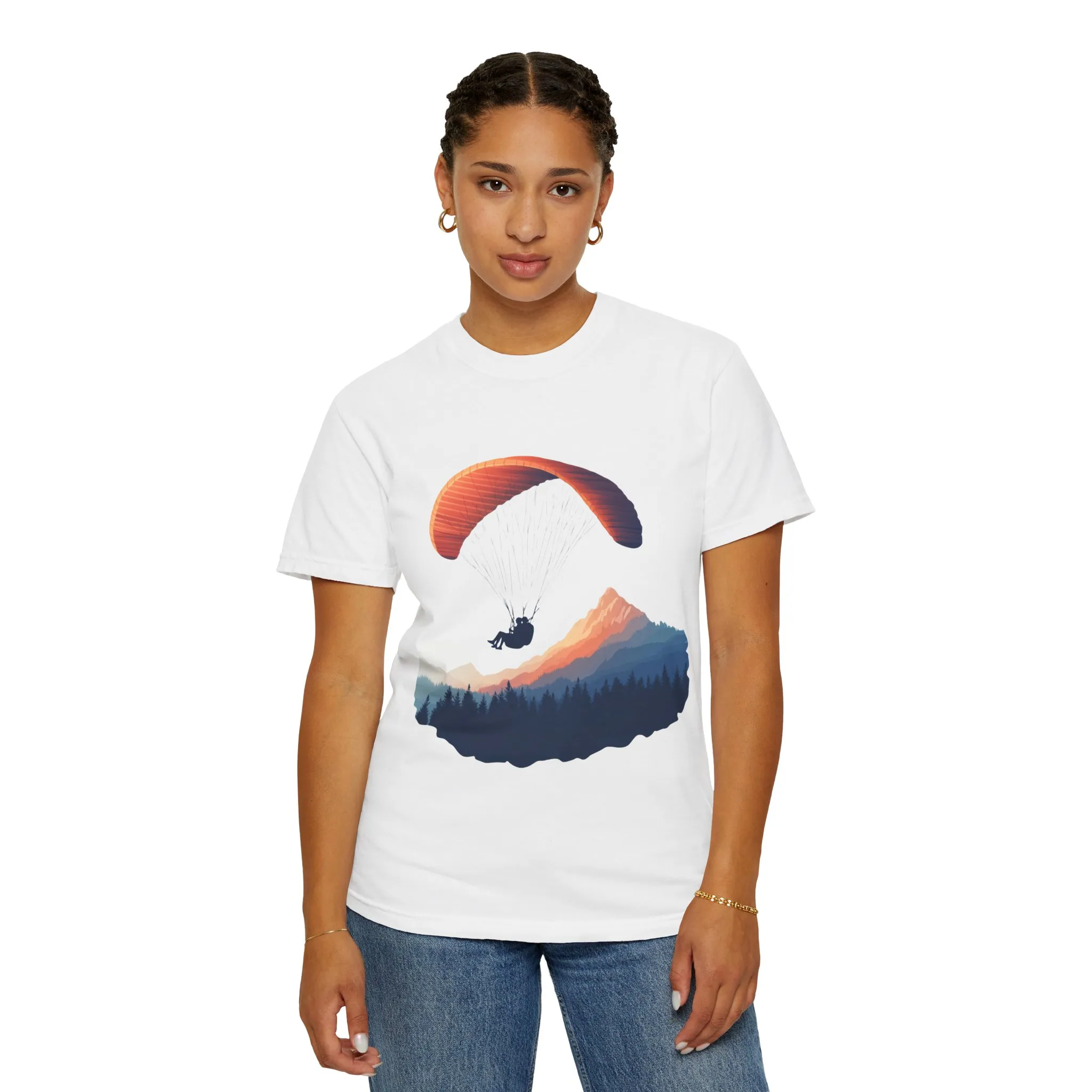 Adventure Awaits Unisex Garment-Dyed T-shirt - Paragliding and Mountain Design - Image 8