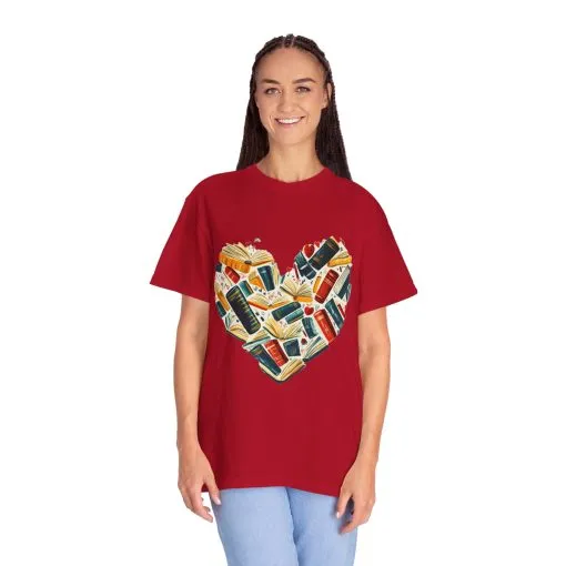 Book Lover's Heart Unisex Garment-Dyed T-Shirt - Image 47
