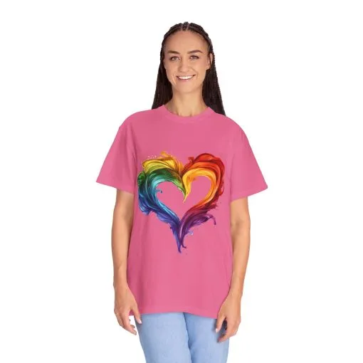 Pride Heart Unisex Garment-Dyed T-shirt - Colorful Rainbow Design for LGBTQ+ Celebration - Image 47