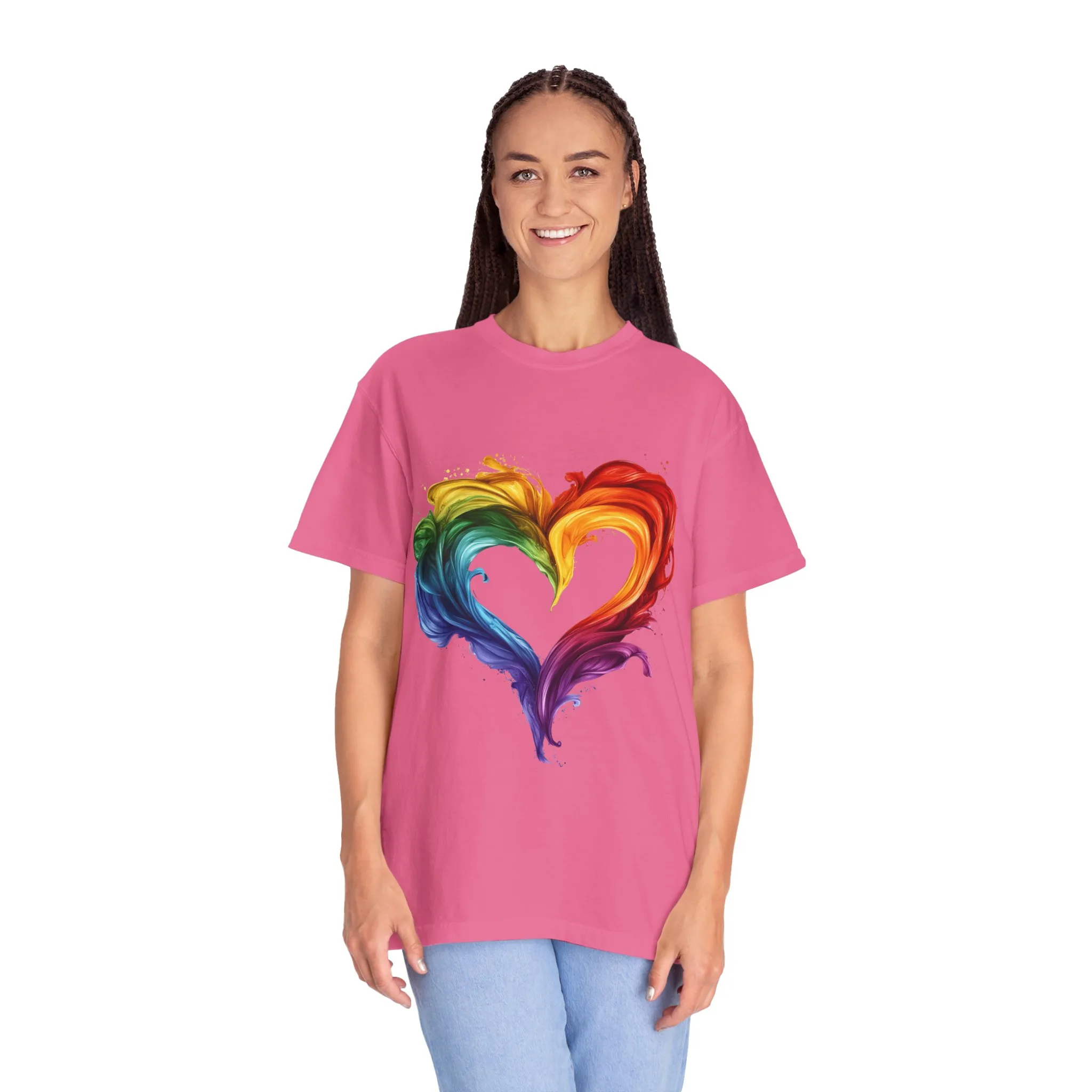 Pride Heart Unisex Garment-Dyed T-shirt - Colorful Rainbow Design for LGBTQ+ Celebration - Image 47