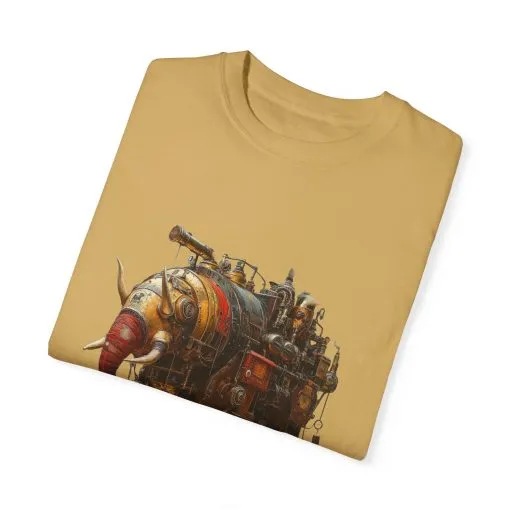 Vintage Steampunk Elephant T-Shirt - Unisex Garment-Dyed Tee - Image 6