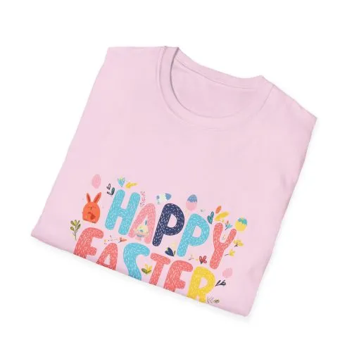 Happy Easter Unisex Softstyle T-Shirt - Vibrant Seasonal Tee for Spring Celebrations - Image 3