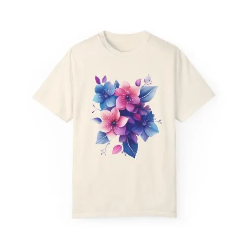 Floral Vibe Unisex Garment-Dyed T-Shirt | Comfortable, Stylish Tee for Nature Lovers - Image 5