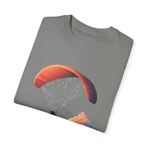 Adventure Awaits Unisex Garment-Dyed T-shirt - Paragliding and Mountain Design - Image 34