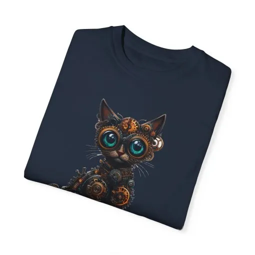 Steampunk Cat Unisex Garment-Dyed T-Shirt - Image 38