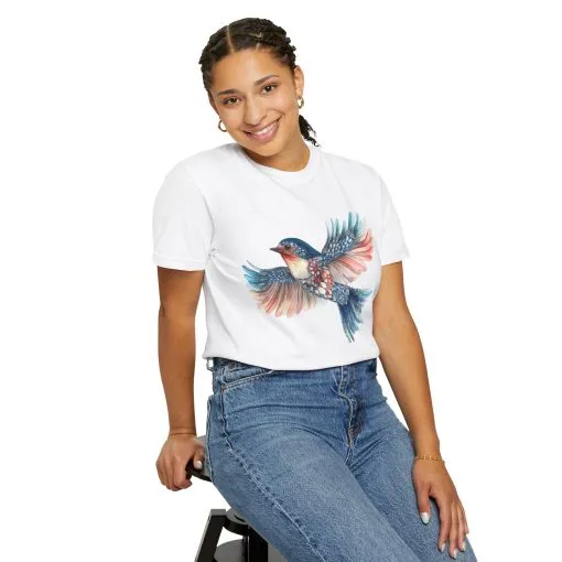Colorful Bird Art Unisex T-Shirt - Nature-Inspired Garment-Dyed Tee - Image 8