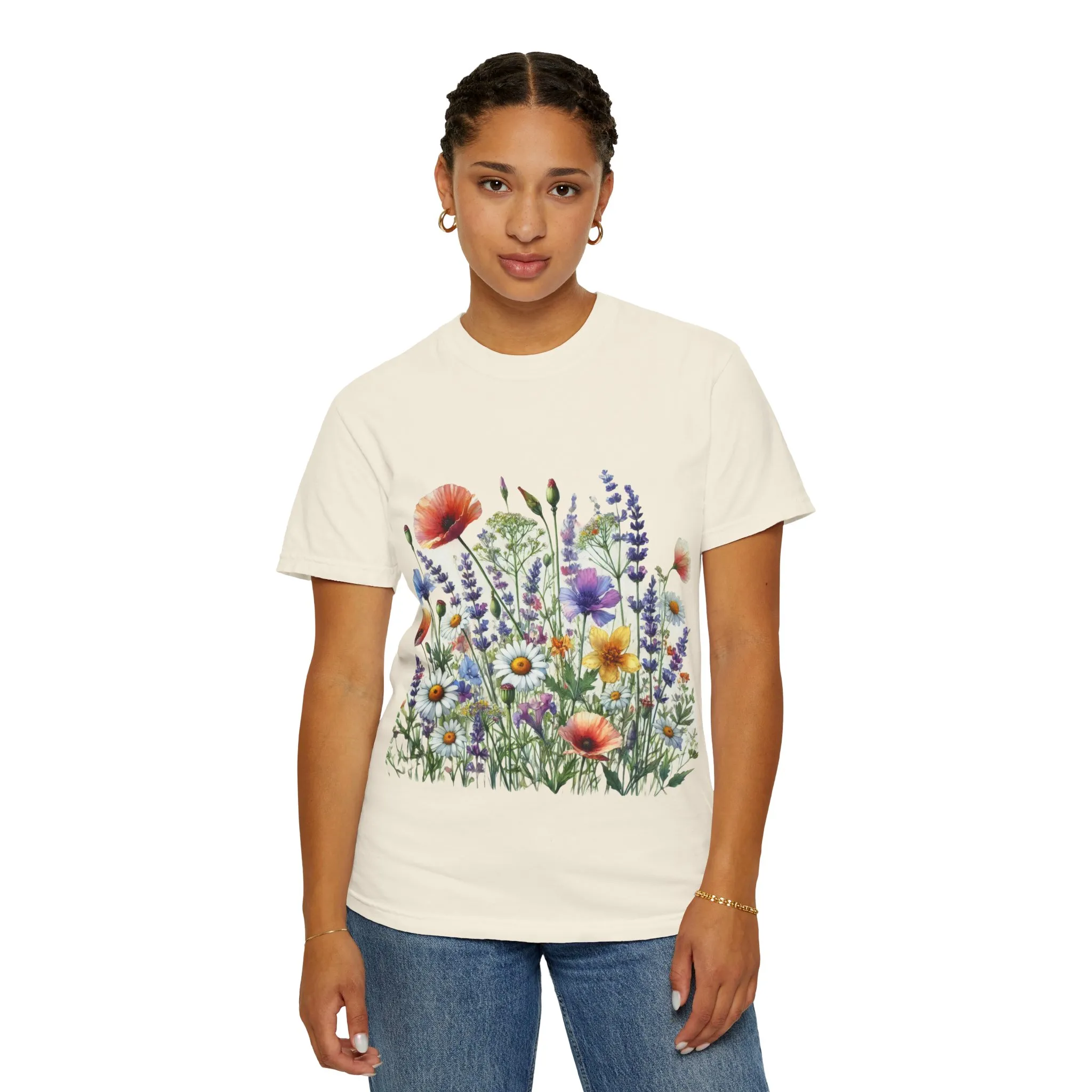 Flower Garden Unisex Garment-Dyed T-Shirt - Nature Inspired Casual Wear - Image 10