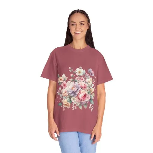 Floral Bliss Unisex Garment-Dyed T-Shirt – Perfect for Spring Celebrations and Everyday Wear - Image 55