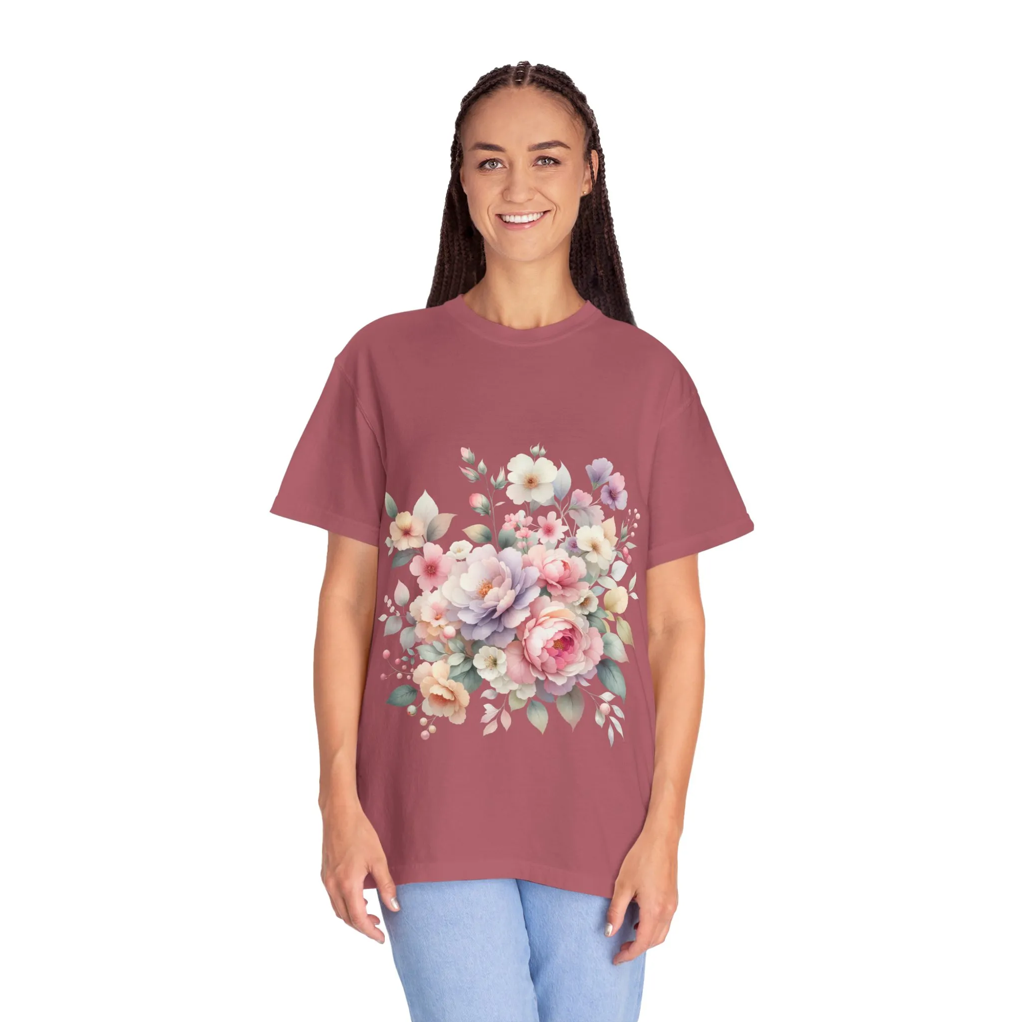 Floral Bliss Women's Garment-Dyed T-Shirt – Perfect for Spring Celebrations and Everyday Wear - Image 55