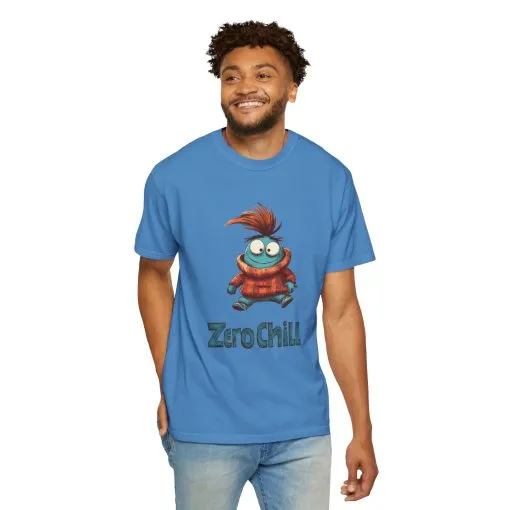 Unisex Garment-Dyed T-Shirt - 'Zero Chill' Fun Character Design - Image 32