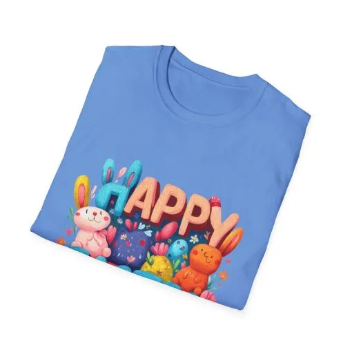 Happy Easter Unisex Softstyle T-Shirt - Fun Spring Bunny Design - Image 33