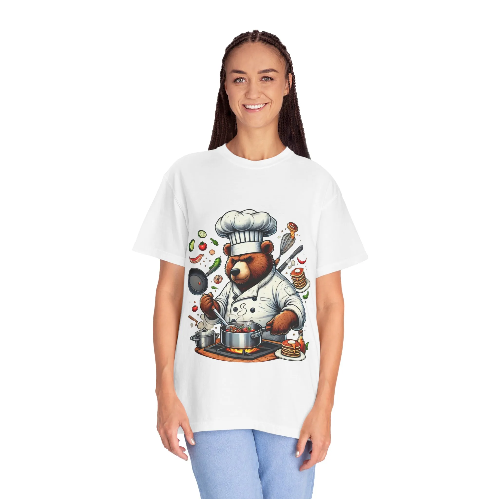 Chef Bear Unisex Garment-Dyed T-Shirt - Perfect for Cooking Lovers and Foodies - Image 8