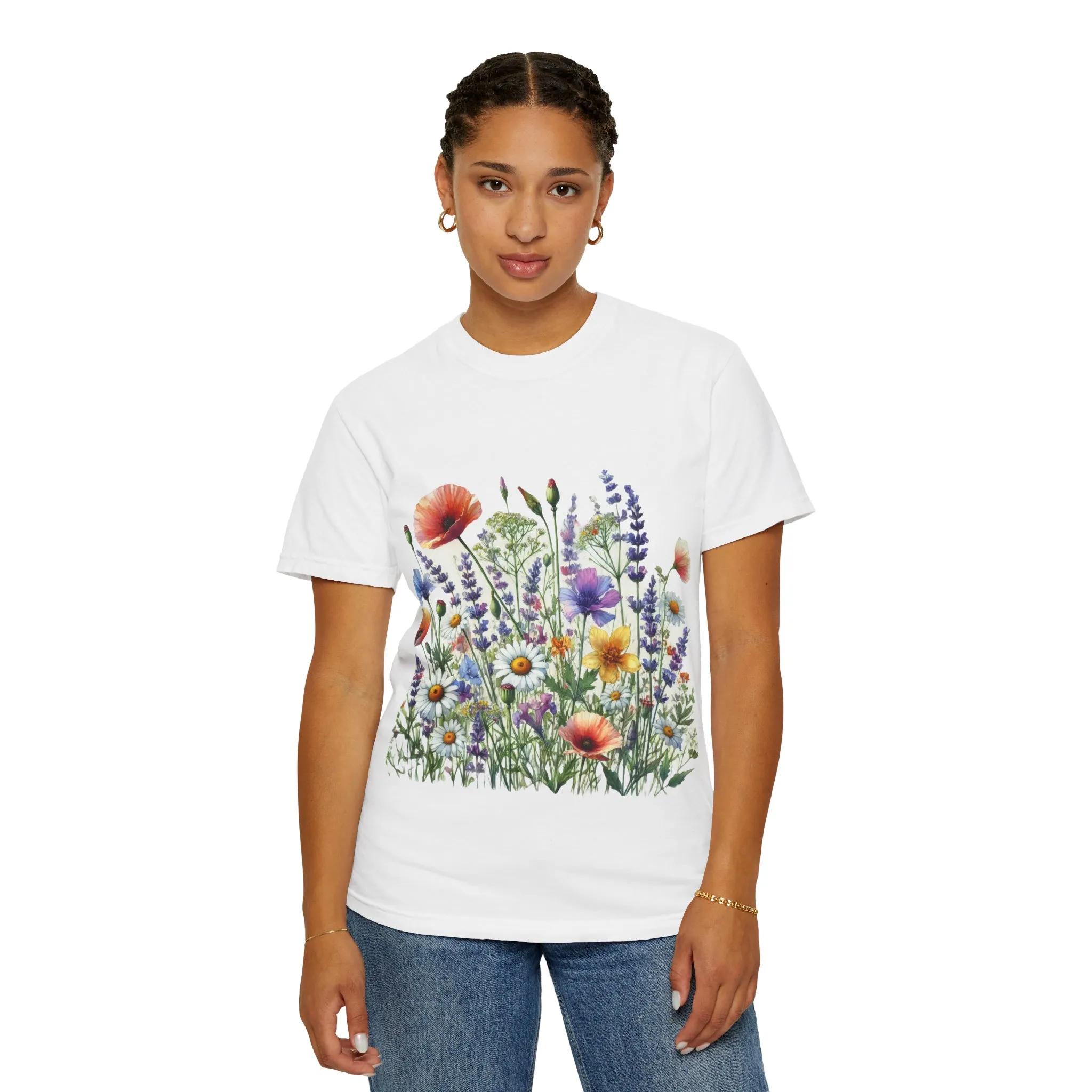 Flower Garden Unisex Garment-Dyed T-Shirt - Nature Inspired Casual Wear - Image 5