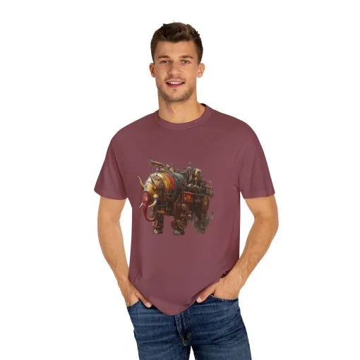 Vintage Steampunk Elephant T-Shirt - Unisex Garment-Dyed Tee - Image 27