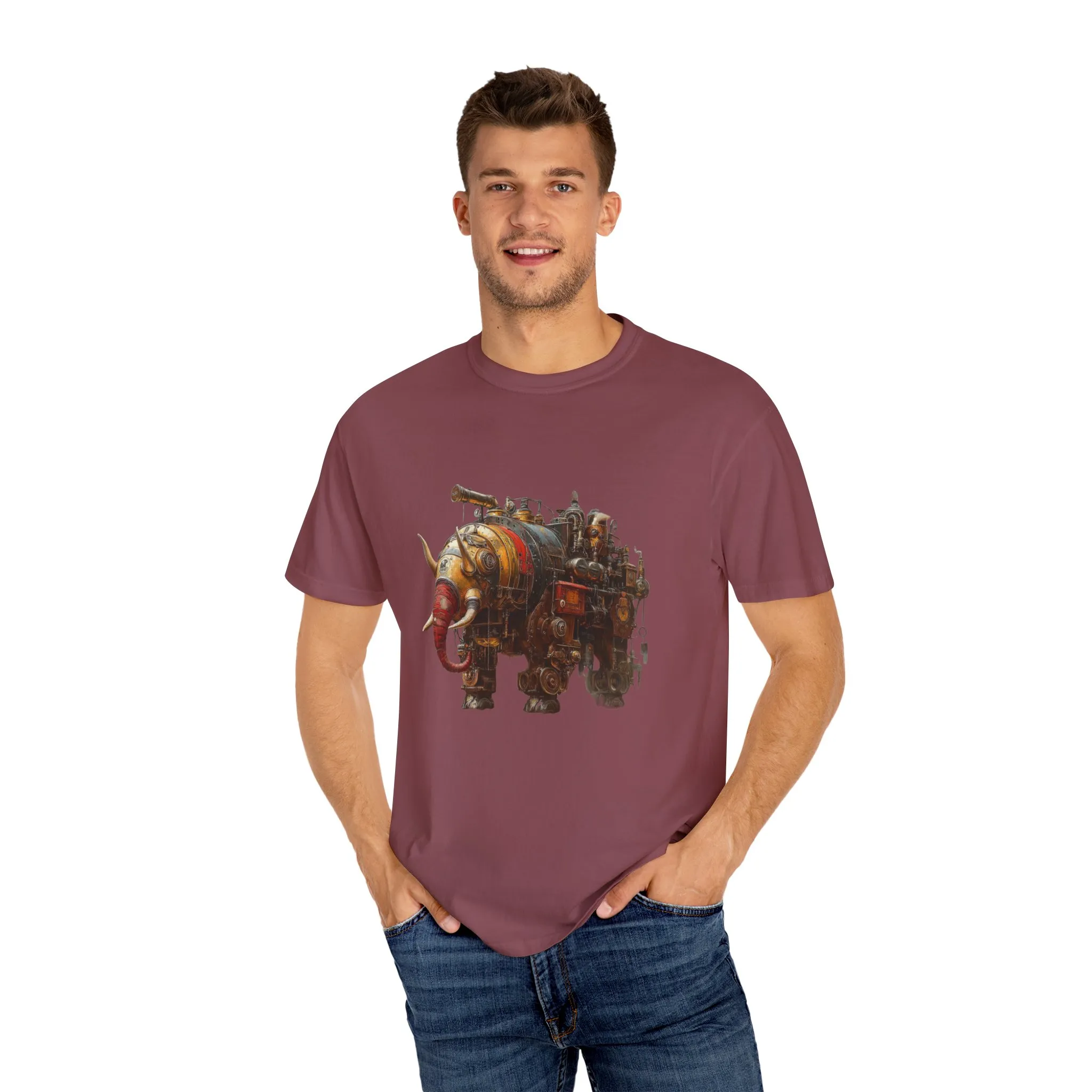 Vintage Steampunk Elephant T-Shirt - Unisex Garment-Dyed Tee - Image 27