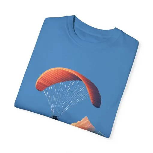 Adventure Awaits Unisex Garment-Dyed T-shirt - Paragliding and Mountain Design - Image 42