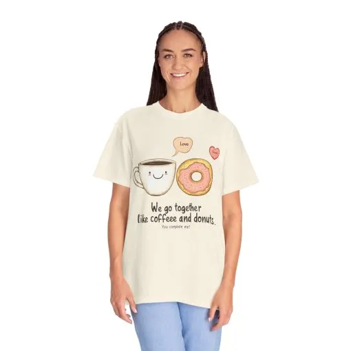 Coffee and Donuts Love Unisex T-Shirt | Cute Foodie Gift | Perfect for Valentine's Day & Everyday Wear