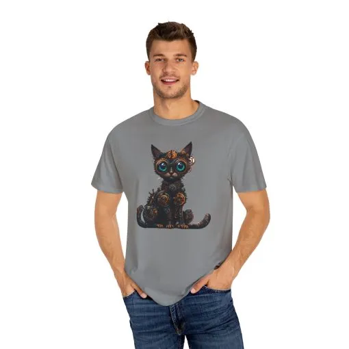 Steampunk Cat Unisex Garment-Dyed T-Shirt - Image 31