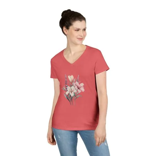 Floral Ladies' V-Neck T-Shirt | Comfortable & Stylish for Spring - Image 4