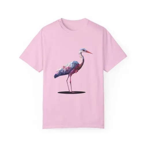 Geo Crane Unisex Garment-Dyed T-Shirt – Stylish Bird Graphic Tee for Nature Lovers - Image 56