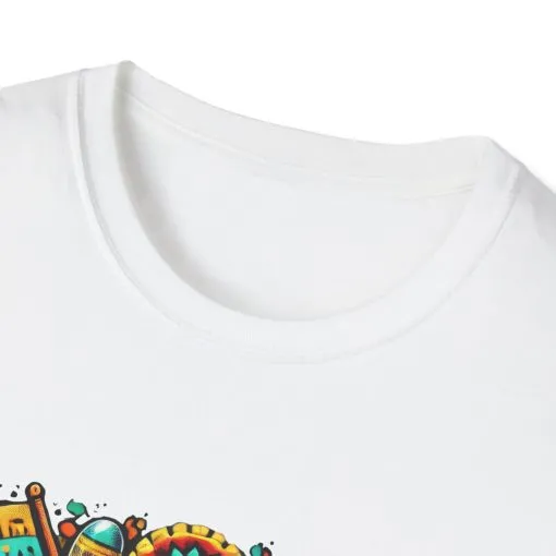 Happy Easter Unisex Softstyle T-Shirt - Colorful Easter Egg Design - Image 7