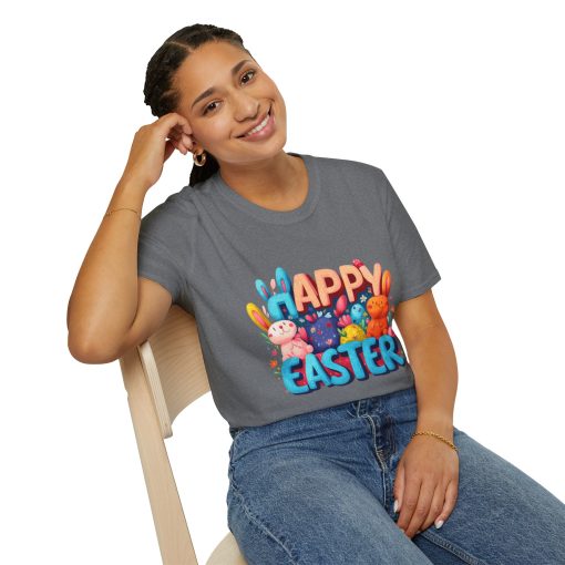 Happy Easter Unisex Softstyle T-Shirt - Fun Spring Bunny Design - Image 20