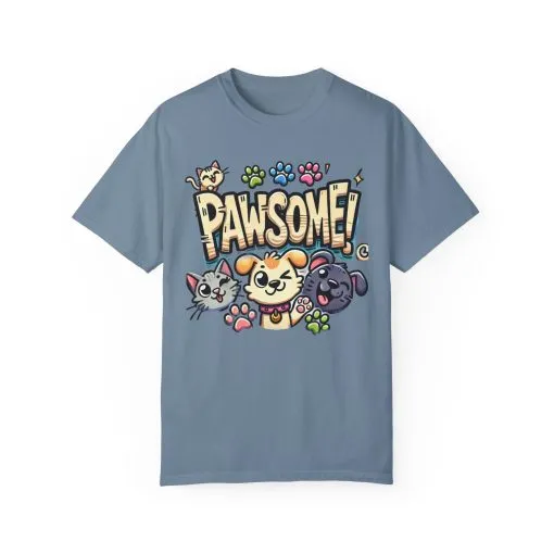 Pawsome Garment-Dyed T-Shirt for Animal Lovers - Image 49