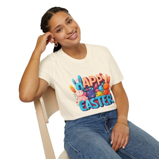 Happy Easter Unisex Softstyle T-Shirt - Fun Spring Bunny Design - Image 15