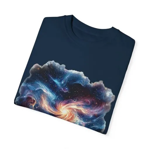 Cosmic Swirl Unisex Garment-Dyed T-Shirt - Perfect for Dreamers and Star Gazers - Image 2