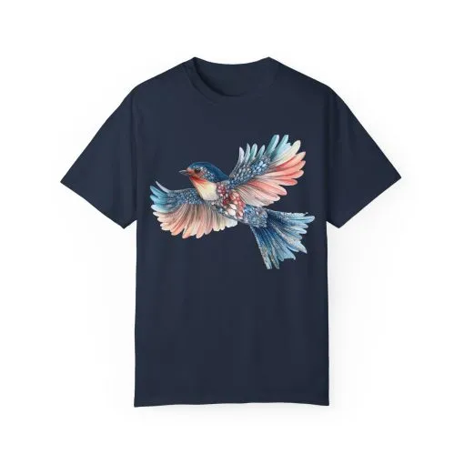 Colorful Bird Art Unisex T-Shirt - Nature-Inspired Garment-Dyed Tee - Image 33