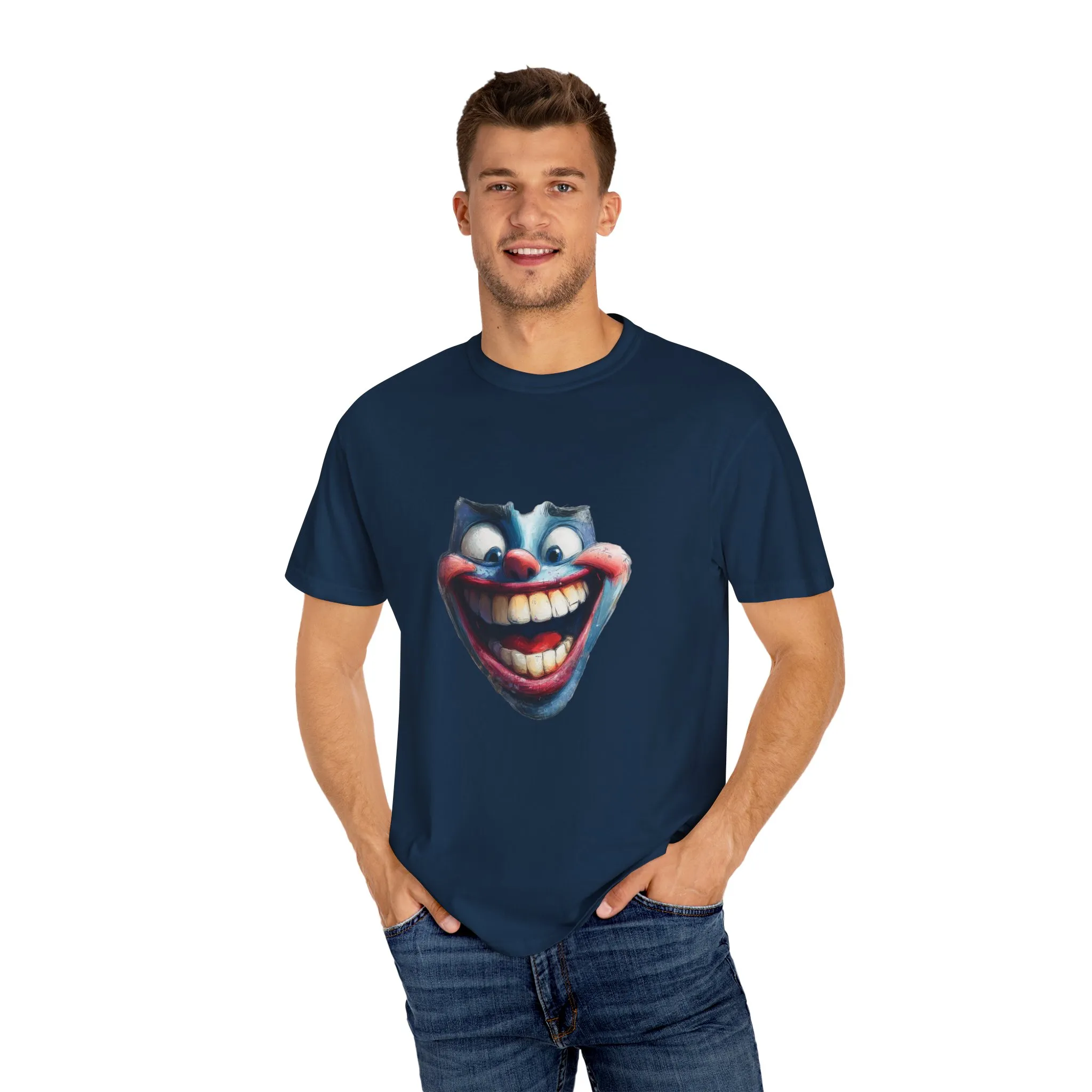 Unisex Garment-Dyed T-shirt with Vintage Clown Print - Perfect for Halloween & Graphic Tee Lovers - Image 35