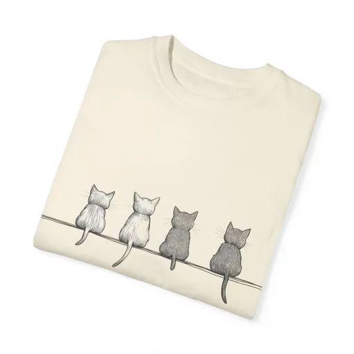 Cute Cat Sitting T-Shirt - Unisex Garment-Dyed Tee for Cat Lovers - Image 6
