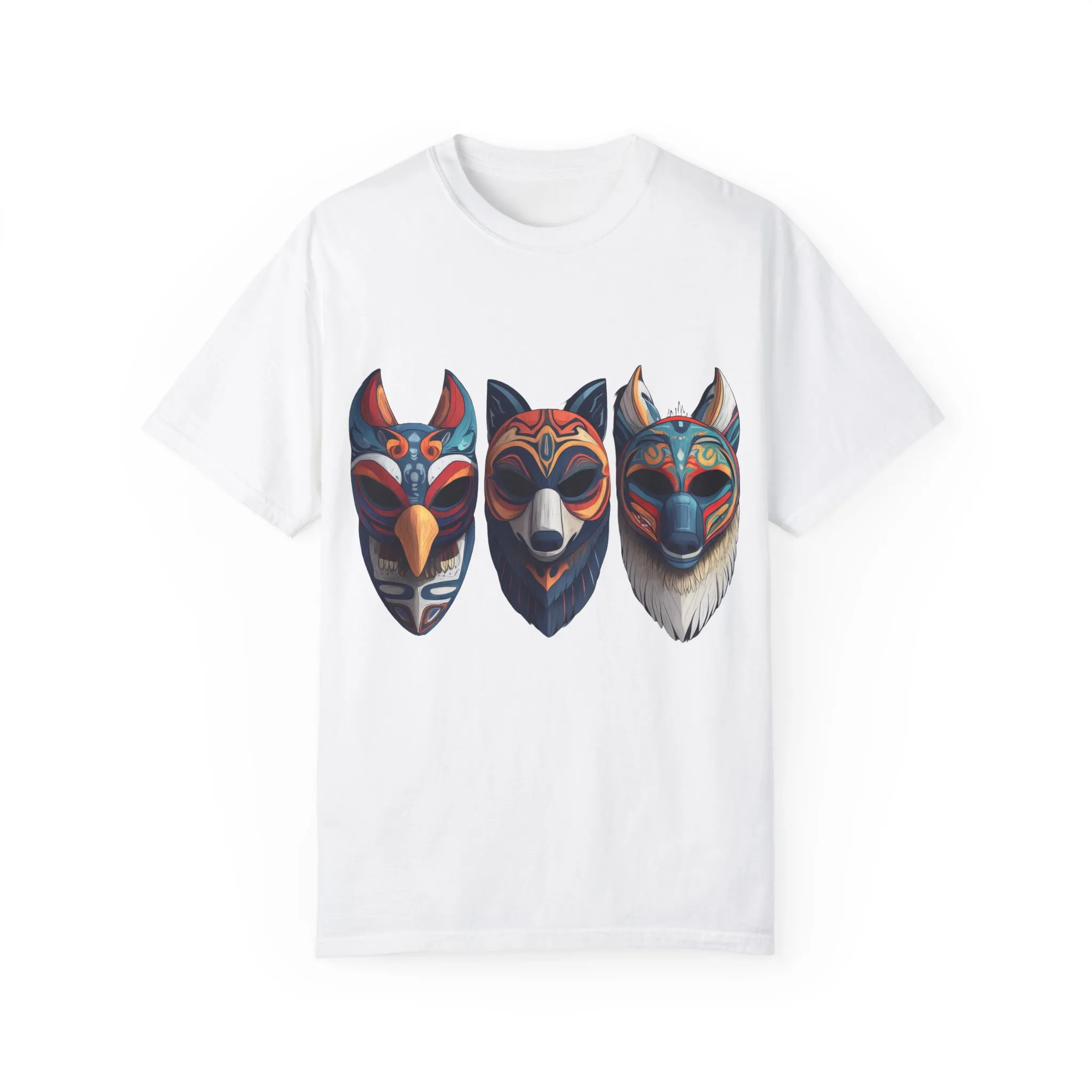 Tribal Mask Unisex Garment-Dyed T-Shirt | Artistic & Colorful Graphic Tee - Image 5