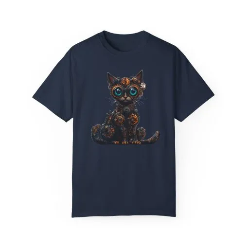 Steampunk Cat Unisex Garment-Dyed T-Shirt - Image 37