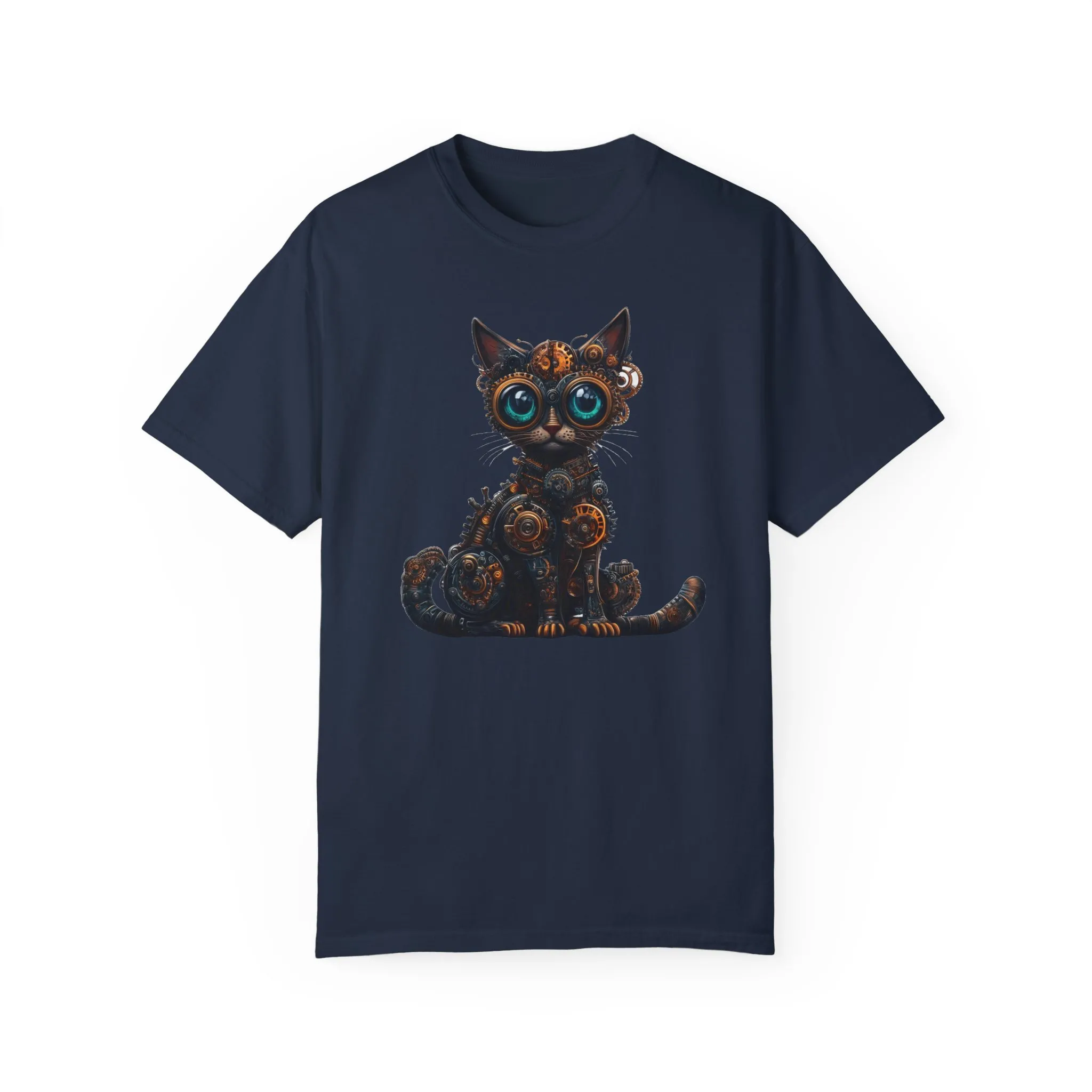Steampunk Cat Unisex Garment-Dyed T-Shirt - Image 37