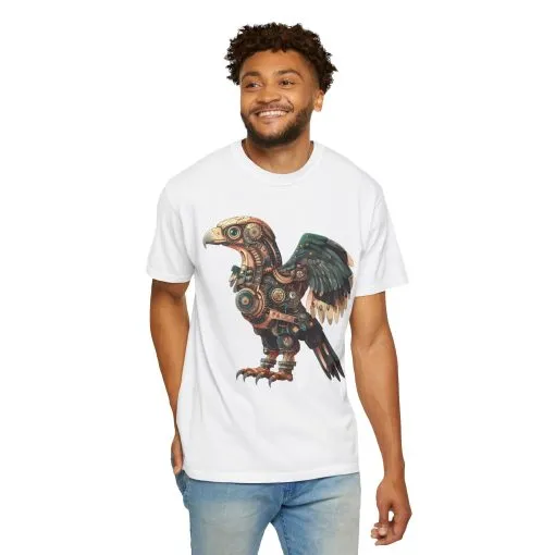 Steampunk Mechanical Bird Unisex Garment-Dyed T-Shirt - Image 4
