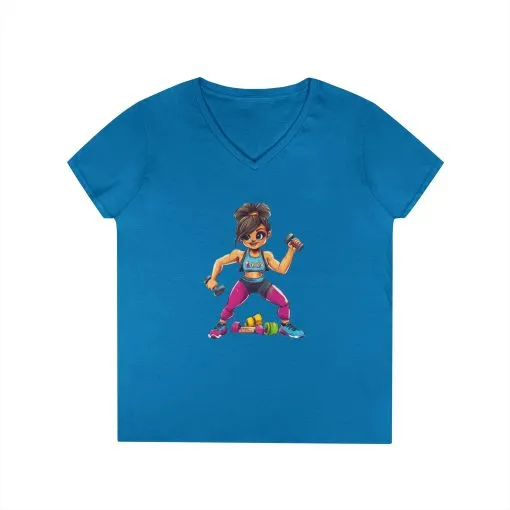 Empowered Fitness Ladies' V-Neck T-Shirt - Motivational Workout Tee - Image 7