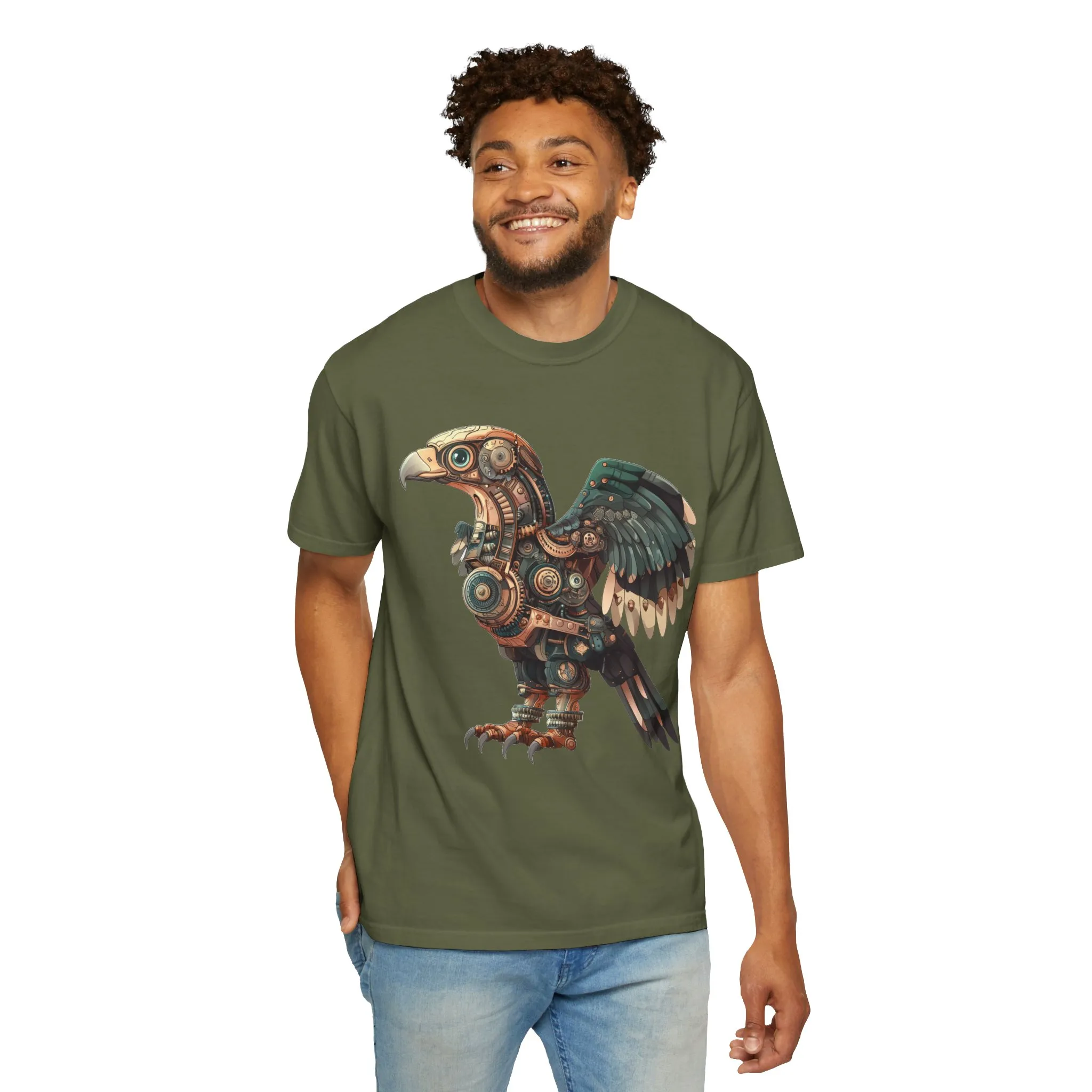 Steampunk Mechanical Bird Unisex Garment-Dyed T-Shirt - Image 36