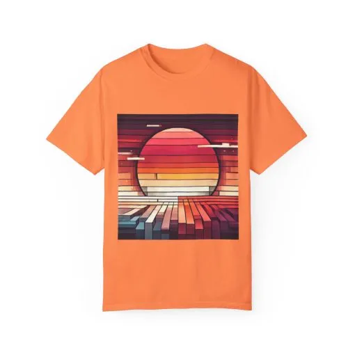 Retro Sunset Piano Unisex Garment-Dyed T-Shirt - Image 9