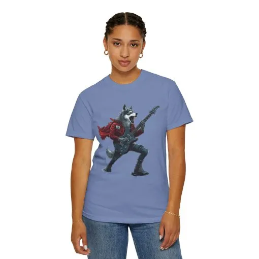 Rockin' Wolf Unisex Garment-Dyed T-Shirt - Perfect for Music Lovers - Image 8