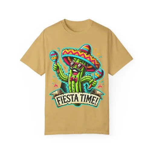 Fiesta Time Cactus T-Shirt - Unisex Garment-Dyed Tee for Celebration Lovers - Image 9