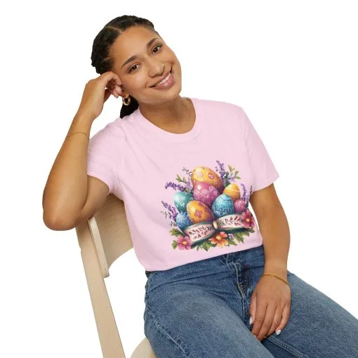 Easter Floral Eggs Unisex Softstyle T-Shirt - Image 52