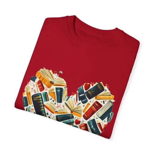 Book Lover's Heart Unisex Garment-Dyed T-Shirt - Image 46