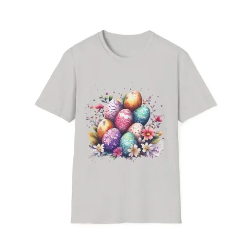 Easter Egg Floral Unisex Softstyle T-Shirt - Vibrant Spring Design - Image 11