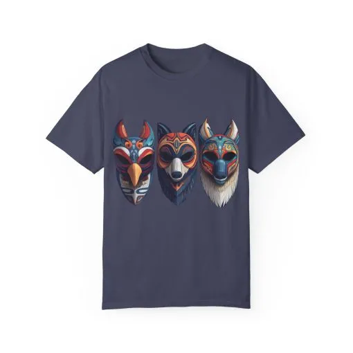 Tribal Mask Unisex Garment-Dyed T-Shirt | Artistic & Colorful Graphic Tee - Image 29