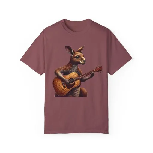 Cool Kangaroo Playing Guitar Unisex T-Shirt - Unique Gift for Music Lovers - Image 9
