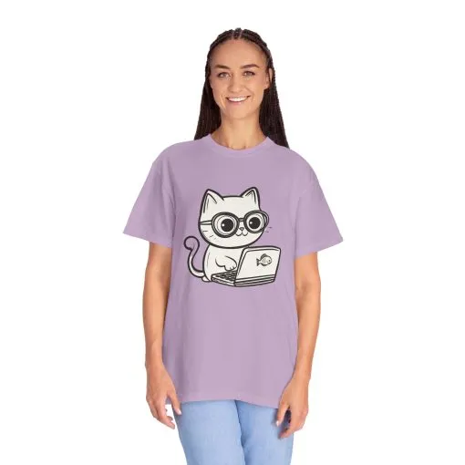Cute Cat Gamer Unisex Garment-Dyed T-Shirt - Image 36